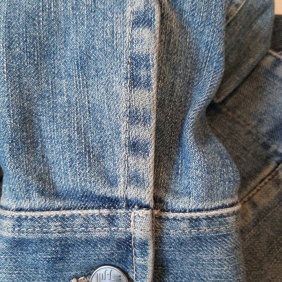 J. Jill Recrafted Floral Embroidered Medium Blue Denim Jacket XS - Picture 8 of 11